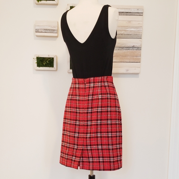 JG Hook Red Plaid Pencil Skirt Hidden Zip Sz 6P - Picture 2 of 10